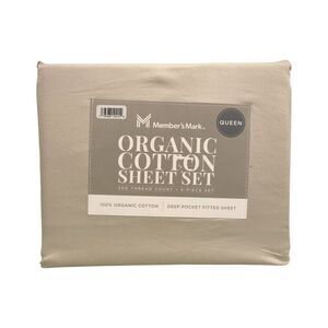 Stone TIle - Member's Mark 300 Thread Count Organic Cotton Sheet Set, 4 Piece, Q